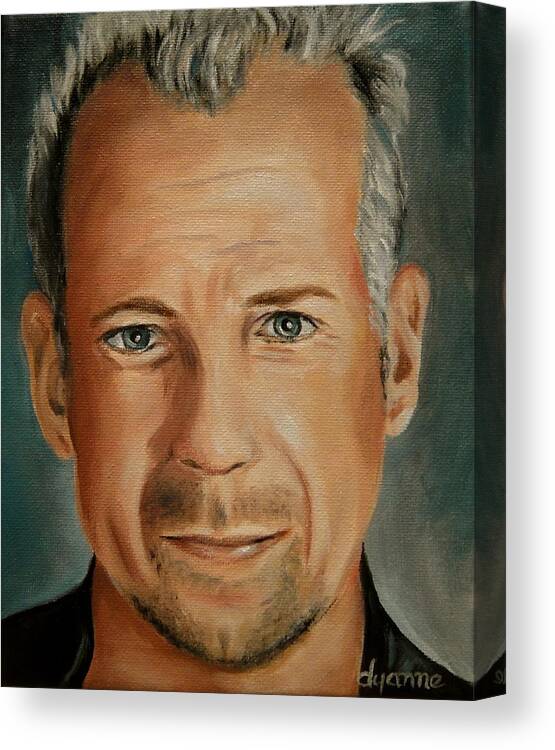 Celebrity Canvas Print featuring the painting Bruce Willis Celebrity Painting by Dyanne Parker