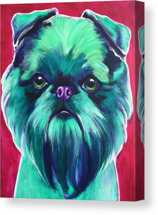 Brussels Griffon Canvas Print featuring the painting Brussels Griffon - Bottle Green by Dawg Painter