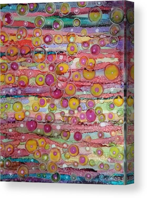 Alcohol Ink Prints Canvas Print featuring the painting Bubble World by Betsy Carlson Cross