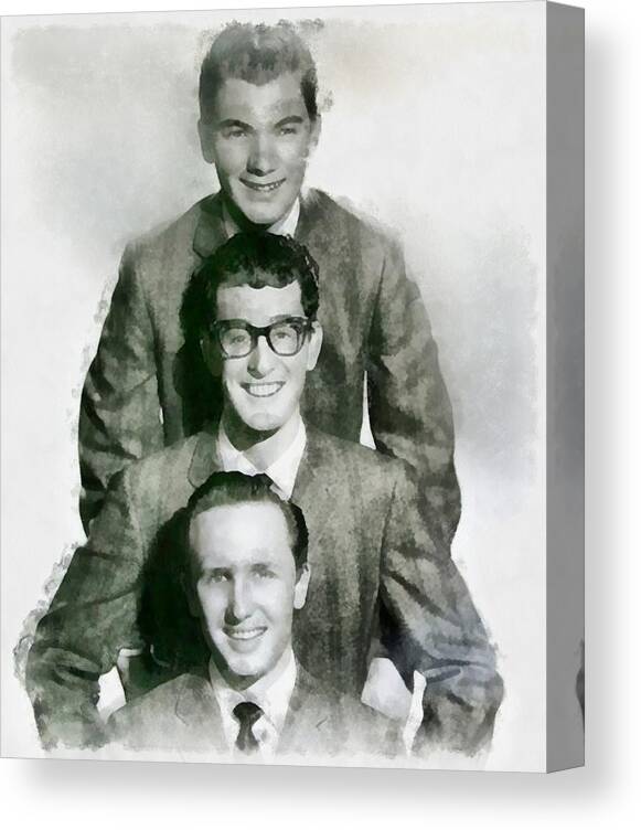 Hollywood Canvas Print featuring the painting Buddy Holly and the Crickets by Esoterica Art Agency