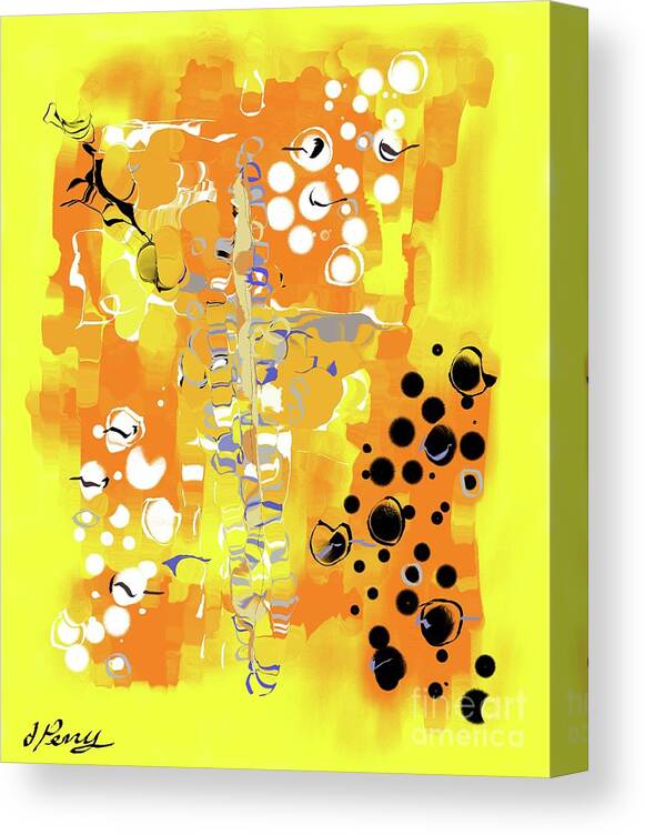 Yellow Abstract Art Canvas Print featuring the digital art Bullied by D Perry