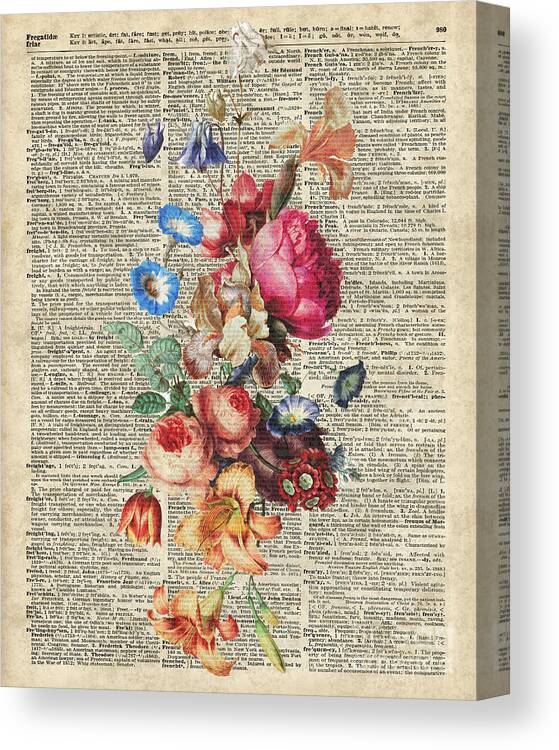 Bouquet Canvas Print featuring the painting Bunch of Colorful Flowers by Anna W