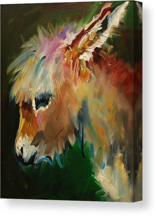 Burro Canvas Print featuring the painting Burro Donkey by Diane Whitehead