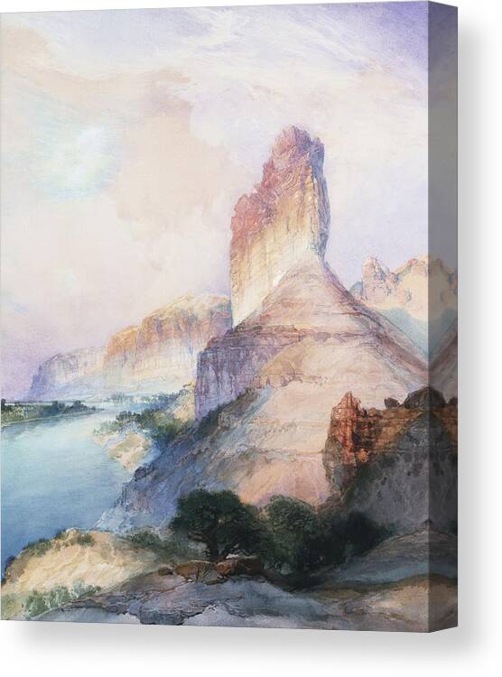 Thomas Moran Canvas Print featuring the painting Butte Green River Wyoming by Thomas Moran