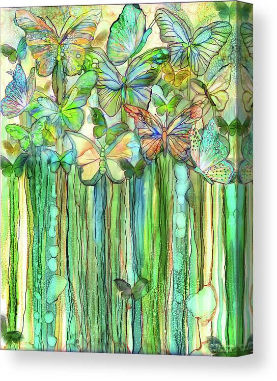 Carol Cavalaris Canvas Print featuring the mixed media Butterfly Bloomies 1 - Rainbow by Carol Cavalaris
