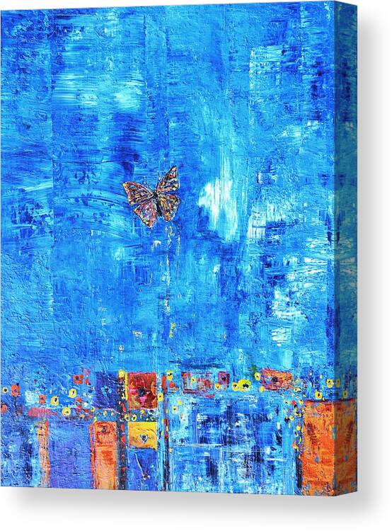Butterfly Canvas Print featuring the painting Butterfly in The Wind by Evelina Popilian