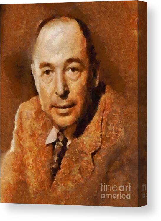 Writer Canvas Print featuring the painting C. S. Lewis, Literary Legend by Esoterica Art Agency