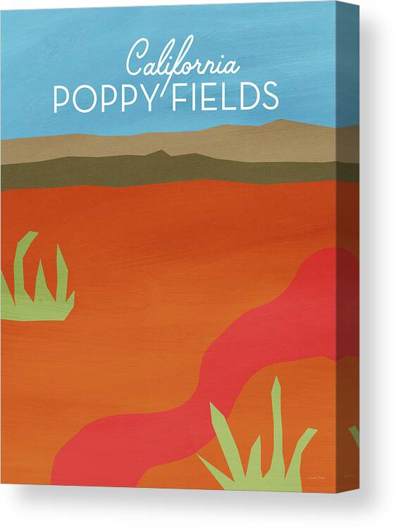Landscape Canvas Print featuring the mixed media California Poppy Fields- Art by Linda Woods by Linda Woods