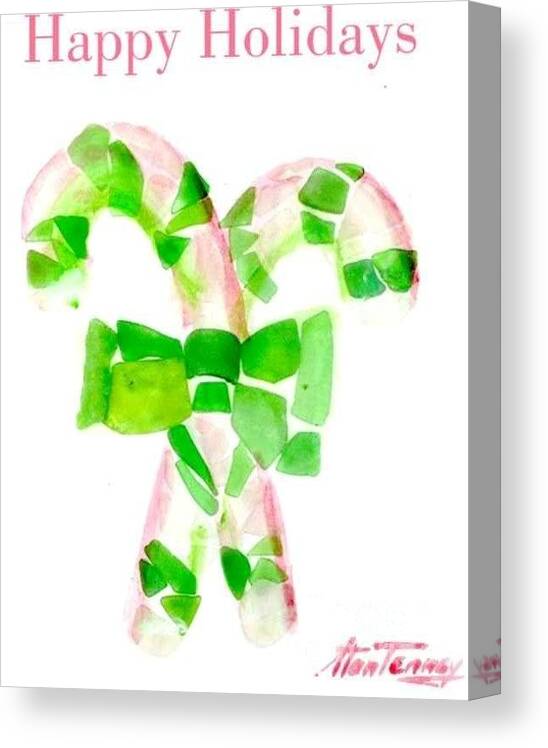 Greeting Cards Canvas Print featuring the painting Candy Canes by Stan Tenney