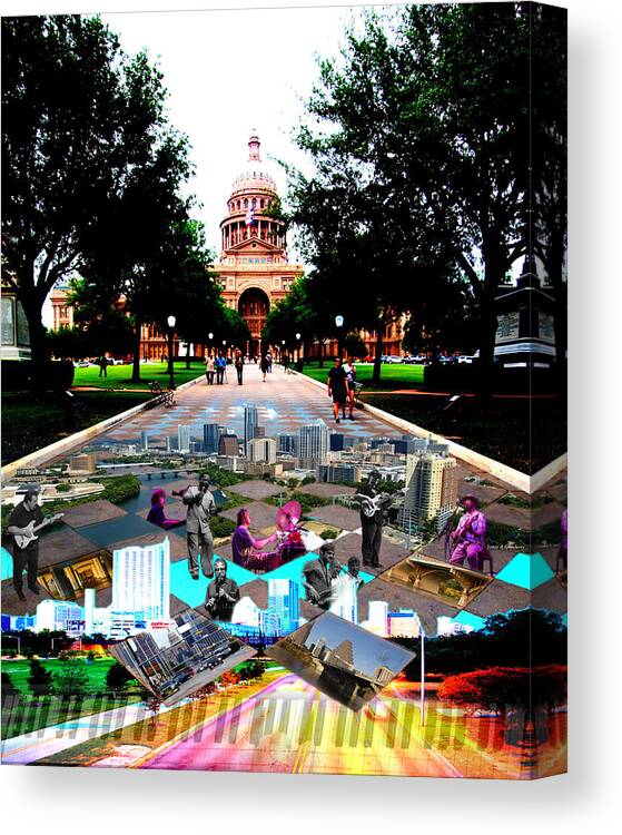 Austin Canvas Print featuring the photograph Capital Collage Austin Music by James Granberry