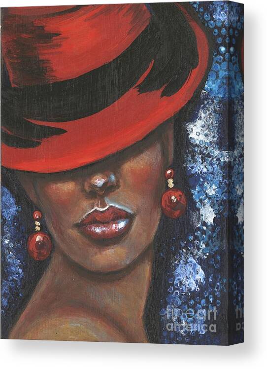 Woman Canvas Print featuring the painting Carbaret Red by Alga Washington