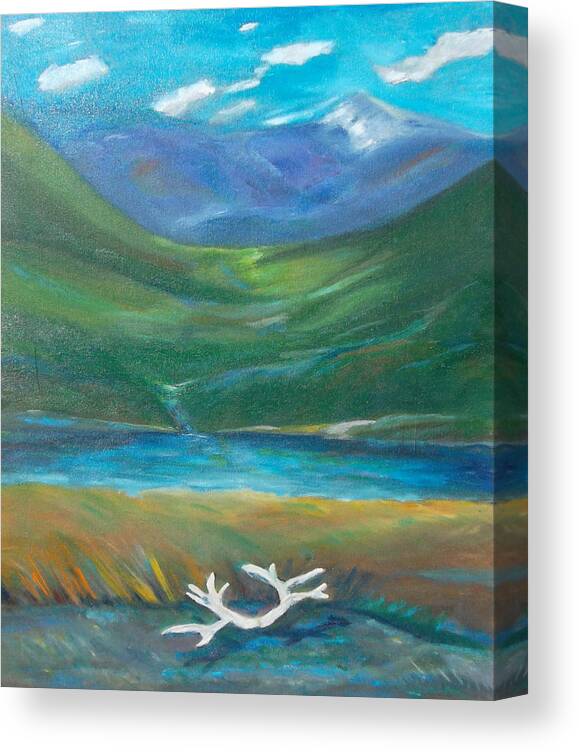 Caribou Canvas Print featuring the painting Caribou Country by Susan Esbensen
