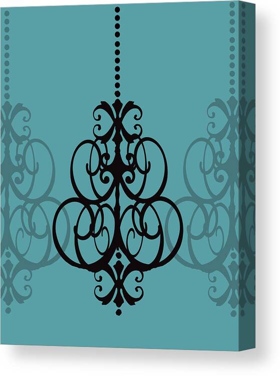 Chandelier Canvas Print featuring the photograph Chandelier Delight 1- Blue Background by KayeCee Spain
