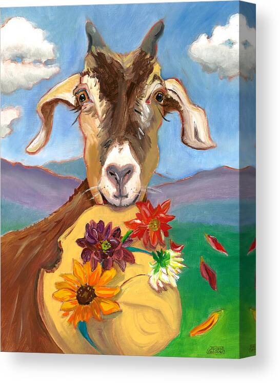 Goats Canvas Print featuring the painting Cheeky Goat by Susan Thomas