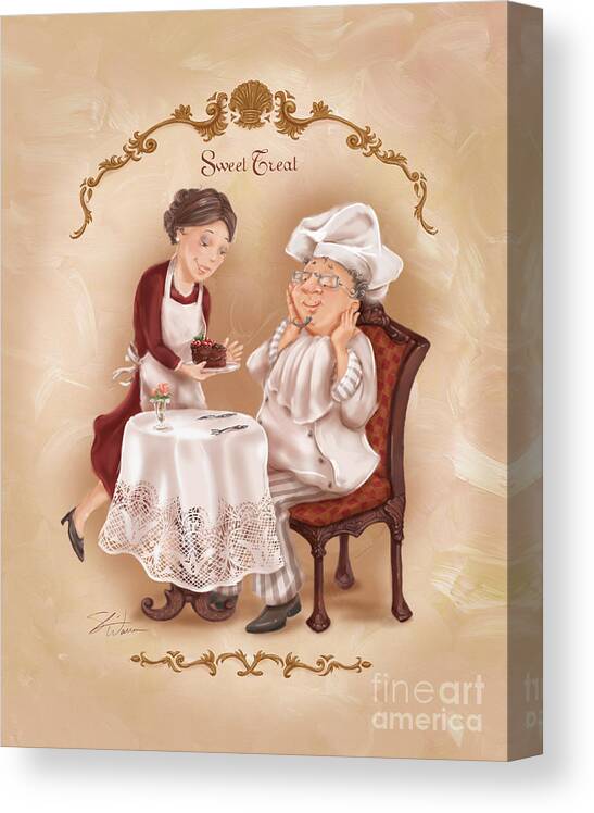 Chef Canvas Print featuring the mixed media Chefs on a Break-Sweet Treat by Shari Warren