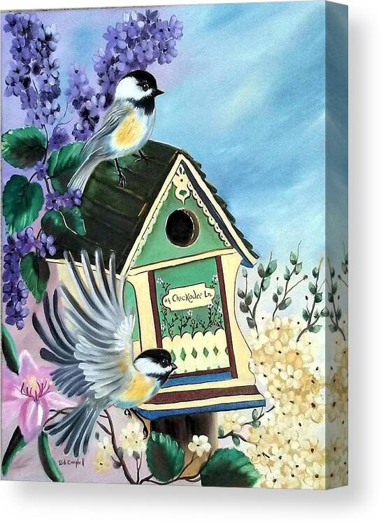 Chickadee Canvas Print featuring the painting Chickadee Lane by Debra Campbell