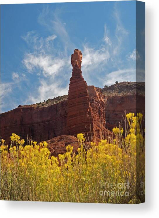 Chimney Rock Canvas Print featuring the photograph Chimney Rock Capital Reef by C