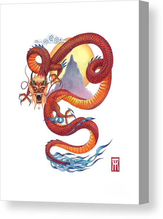 Dragon Canvas Print featuring the painting Chinese Red Dragon by Melissa A Benson