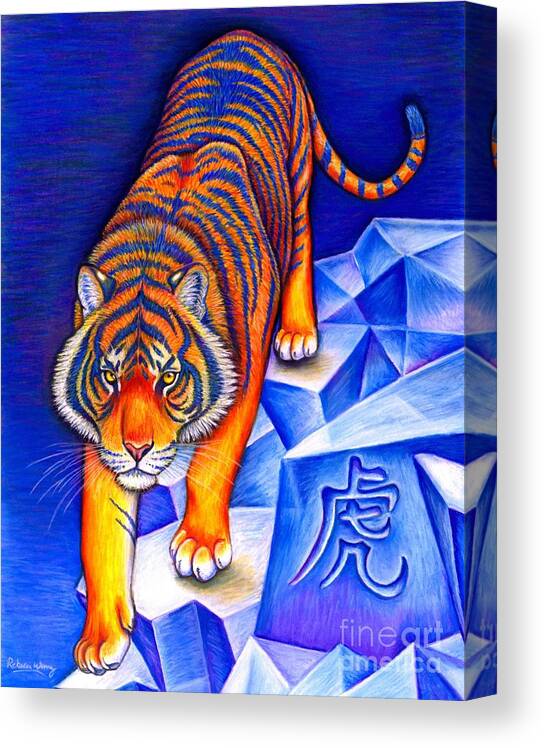 Tiger Canvas Print featuring the drawing Chinese Zodiac - Year of the Tiger by Rebecca Wang