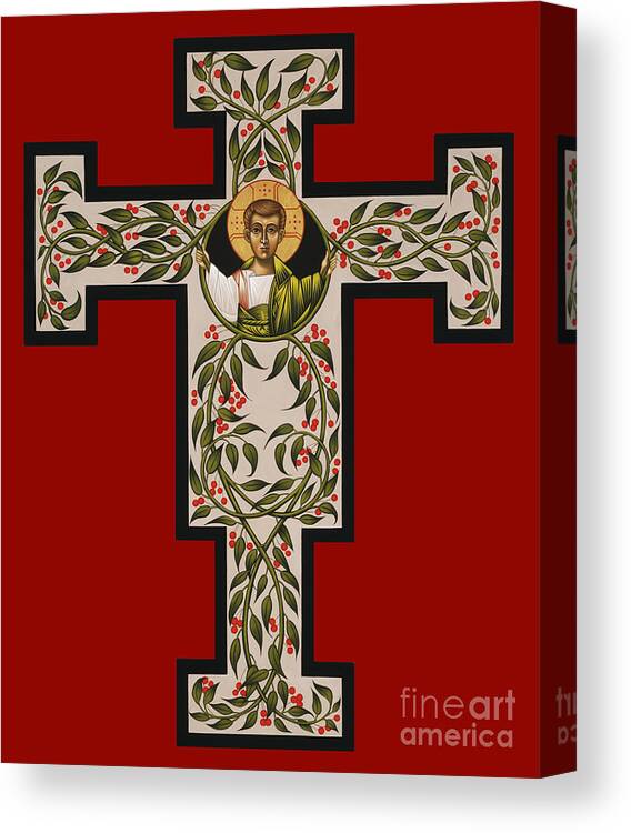 Christ Emmanuel Flowering Cross Canvas Print featuring the painting Christ Emmanuel Flowering Cross 018 by William Hart McNichols