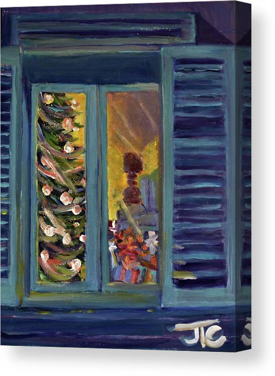Windows Canvas Print featuring the painting Christmas 2016 by Julie Todd-Cundiff
