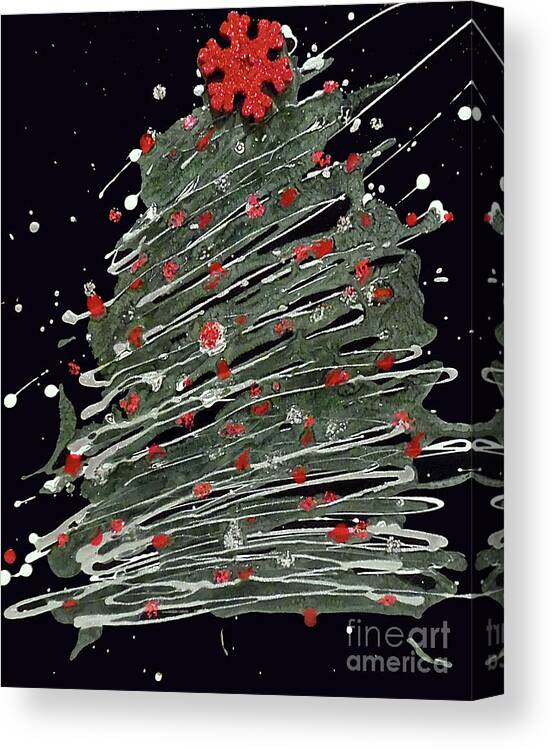Christmas Tree Greeting Card Canvas Print featuring the painting Christmas Classic by Jilian Cramb - AMothersFineArt