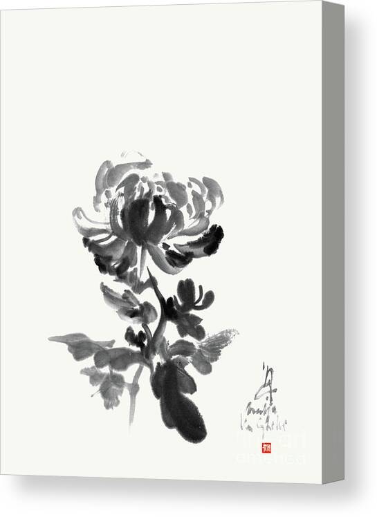 Chrysanthemum Canvas Print featuring the painting Chrysanthemum - Unpretentious Beauty by Nadja Van Ghelue