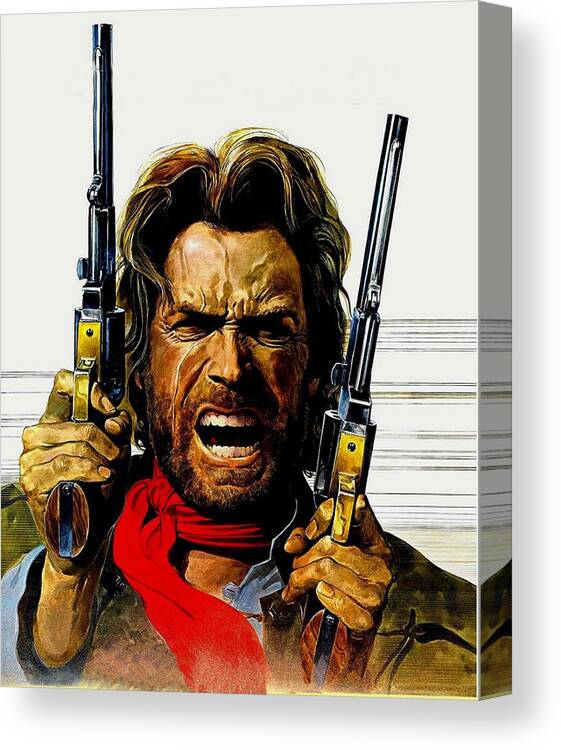 Clint Eastwood Canvas Print featuring the digital art Clint Eastwood as Josey Wales by Movie Poster Prints