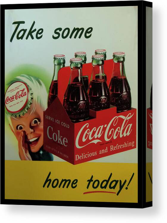 Cocacola Canvas Print featuring the photograph Coca Cola antique sign by Flees Photos