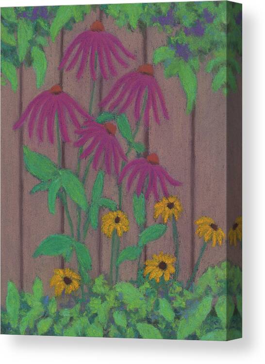 Flowers Canvas Print featuring the pastel Colorful Fence by Anne Katzeff