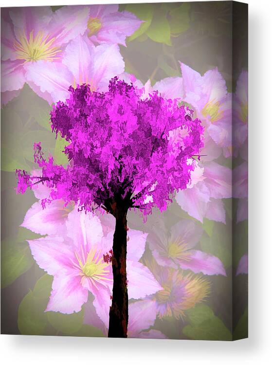 Appalachia Canvas Print featuring the photograph Colorful Floral Art Cherry Tree Abstract Painting by Debra and Dave Vanderlaan