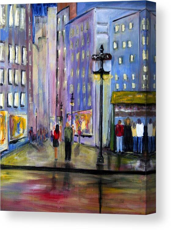 Cityscene Canvas Print featuring the painting Come Away With Me by Julie Lueders 