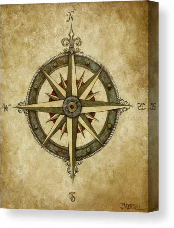 Compass Canvas Print featuring the painting Compass Rose by Judy Merrell