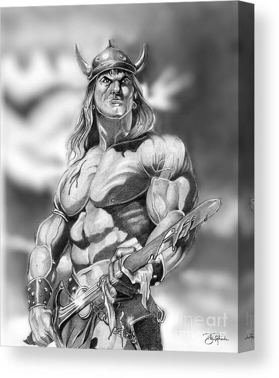 Pencil Canvas Print featuring the drawing Conan by Bill Richards