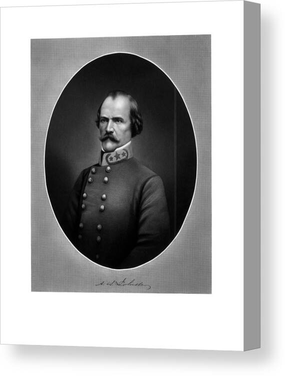 Civil War Canvas Print featuring the mixed media Confederate General Albert Sidney Johnston by War Is Hell Store