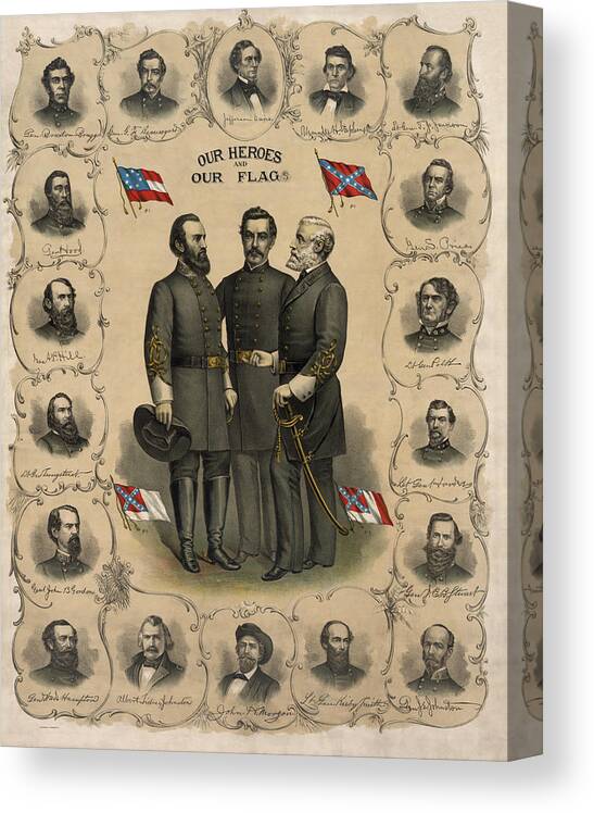 Confederate Canvas Print featuring the painting Confederate Generals of The Civil War by War Is Hell Store