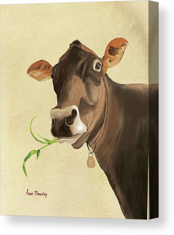 Cow Canvas Print featuring the painting Corneila by Anne Beverley-Stamps