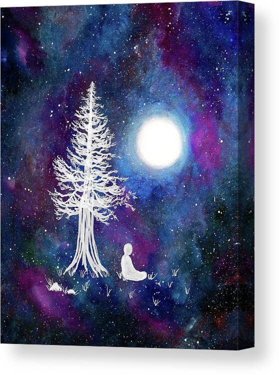 Zenbreeze Canvas Print featuring the painting Cosmic Buddha Meditation by Laura Iverson