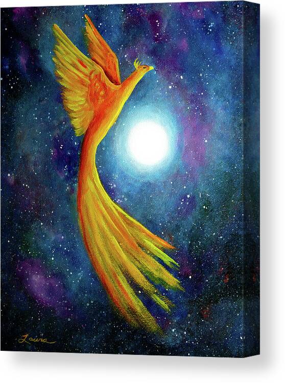 Zenbreeze Canvas Print featuring the painting Cosmic Phoenix Rising by Laura Iverson