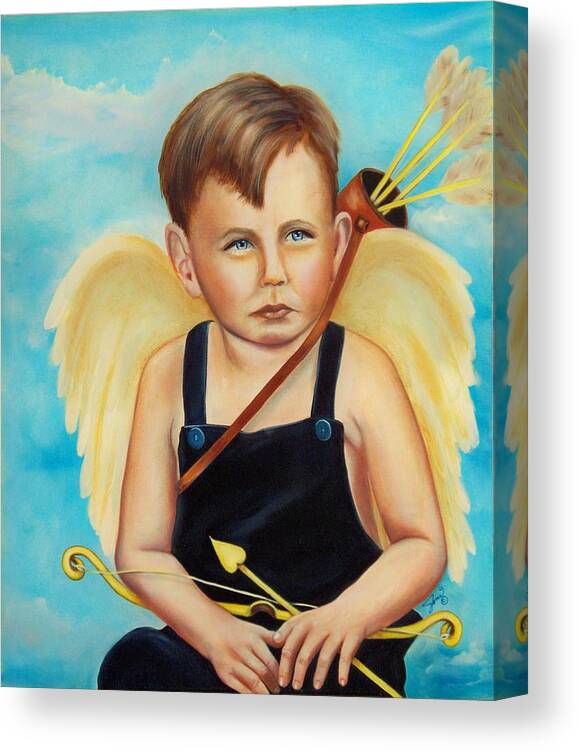 Angel Canvas Print featuring the painting Cupid by Joni McPherson