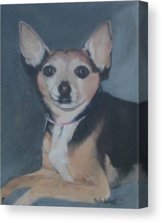 Dog Canvas Print featuring the painting Cutie Pie by Paula Pagliughi