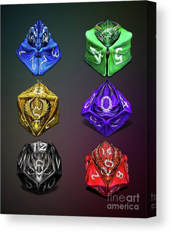 Dragon Canvas Print featuring the digital art D4-20 Dragon dice poster by Stanley Morrison
