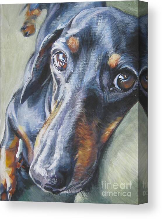 Dog Canvas Print featuring the painting Dachshund black and tan by Lee Ann Shepard
