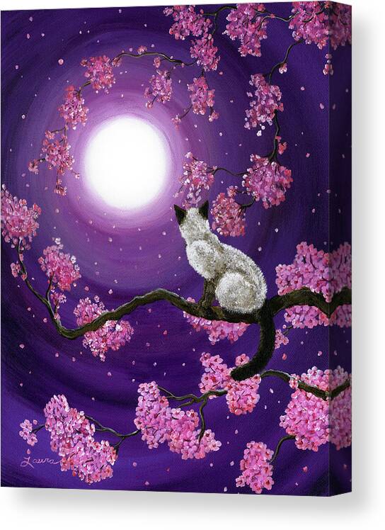 Zen Canvas Print featuring the painting Dancing Pink Petals by Laura Iverson