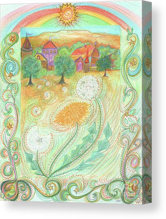 First Star Art Canvas Print featuring the drawing Dandelion Village by jrr by First Star Art