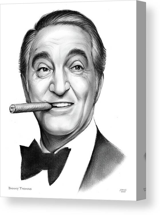 Danny Thomas Canvas Print featuring the drawing Danny Thomas by Greg Joens