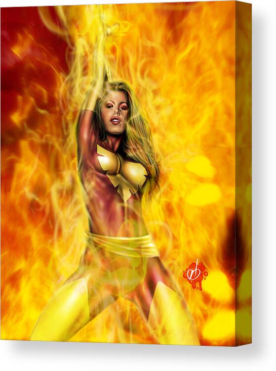 Marvel Canvas Print featuring the painting Dark Phoenix by Pete Tapang