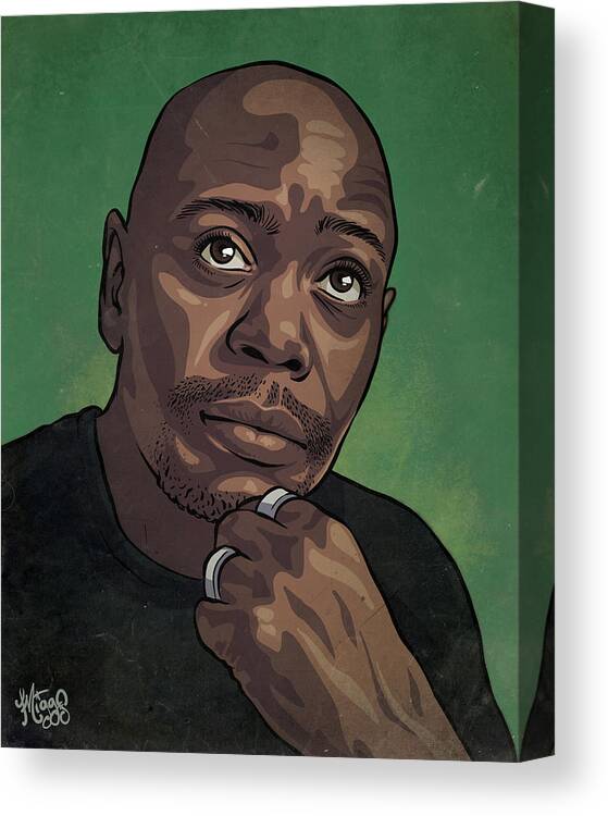 Dave Chappelle Canvas Print featuring the drawing Dave Chappelle by Miggs The Artist