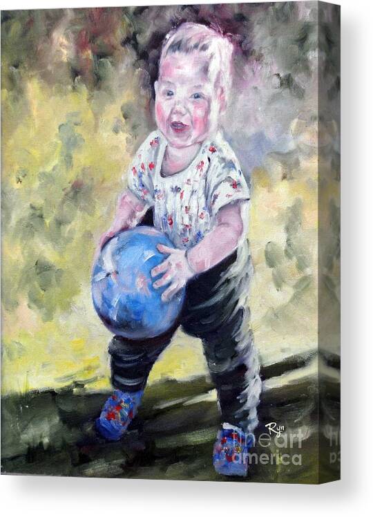 David Canvas Print featuring the painting David with his Blue Ball by Ryn Shell