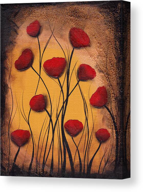 Abstract Canvas Print featuring the painting Dawn of the Poppies by Abril Andrade